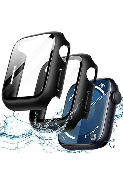 JETech حافظة مقاومة للماء لساعة أبل سيريز 9/8/7 مقاس 45 ملم، باللون الأسود