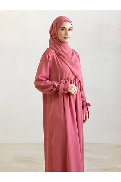 ankanoor فستان حرير دبي كبير الحجم بأكمام مربوطة 150 سم ANKA262001
