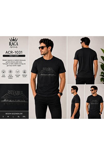 Erkek/Unisex Regular Fit Normal Kesim %100 Pamuklu Yumuşak Dokulu Enjeksiyon İstanbul Baskılı Tişört
