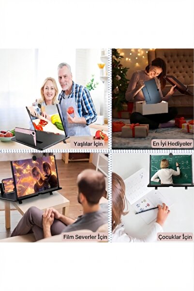 mucit home Telefon Ekran Büyüteci 12 İnç Taşınabilir Ekran Büyütücü Stand Katlanabilir Telefon Tutucu