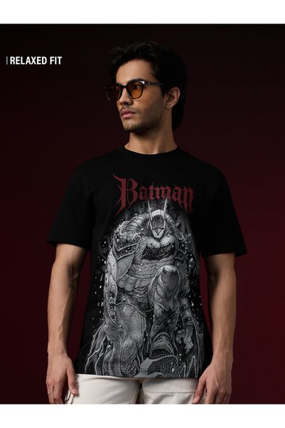 The Souled Store By Styli Men Black Batman Graphic Print Relaxed Fit T-Shirt