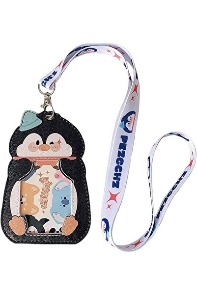 Tazweeq Cute Badge Holder, Lanyard Cartoon Black & White Penguin ID Card Hold...