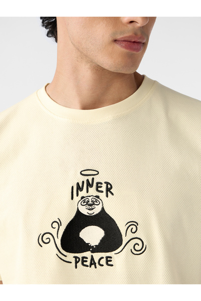 The Souled Store By Styli Men Off-White Graphic Round Neck T-Shirt - Inner Pe...