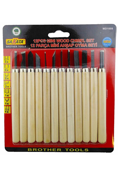 ARNEER Mey İthalat® Sakata Wd 1008 Ahşap Oyma Seti 12 Parça