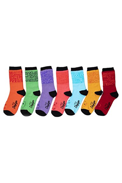 Biggdesign Pack of 7 - Text Print Socks