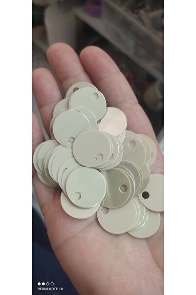 Kevser nur tuhafiye Bej renk parlak 20 gram 2 cm çapında çanta pulu