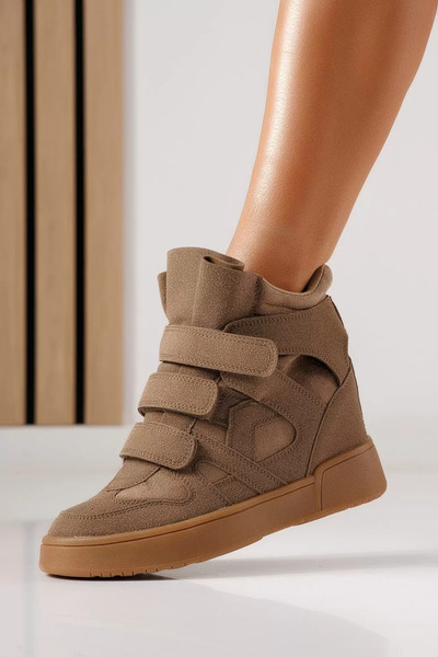 Zaira Adidasi dama cu platforma khaki din piele ecologica intoarsa Martina #3...