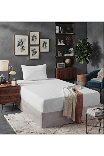 Skyrose Premium Single Striped Satin Bed Sheet Set (1 Sheet + 1 Pillowcase) C...