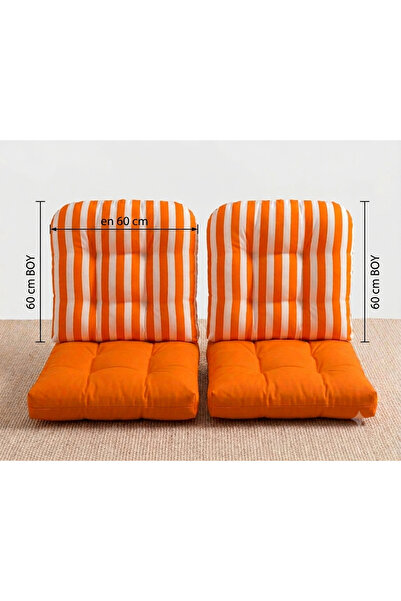DUCK KETEN ÇİZGİLİ BAHÇE SANDALYE SIRT MİNDERİ DUCK KETEN DÜZ SANDALYE OTURUM MİNDERİ RATTAN MİNDER TAKIM 2+1+1 2'Lİ 120*60 CM TEKLİ 60*60 CM