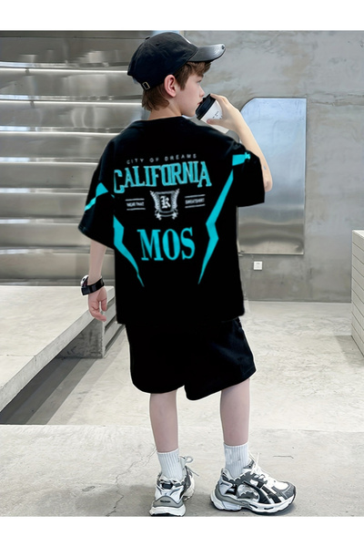Take Two By Styli Boys Graphic Printed T-Shirt and Shorts Set