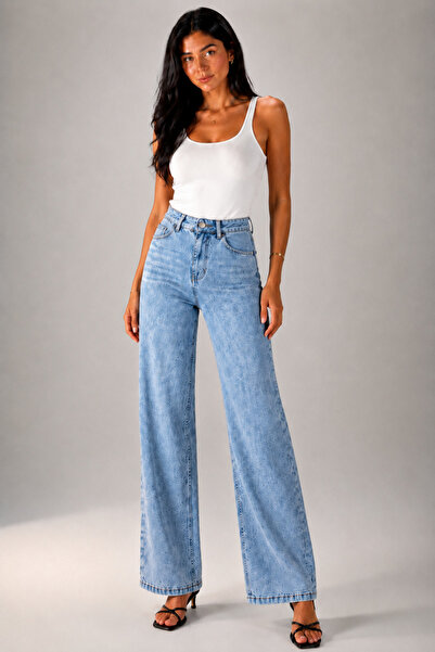 SHEVEGA Women's Stone Washed High Waist Pre-Processed Full Fit Wide Leg/Loose...