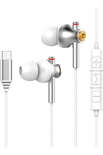 GENERAL سماعات أذن USB-C، سماعات رأس سلكية من النوع C مع ميكروفون، سماعات أذن...