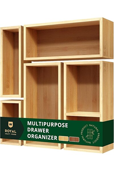 Royal Craft Wood Luxury Bamboo Drawer Organizer Storage Box, Bin Set - Multi-...