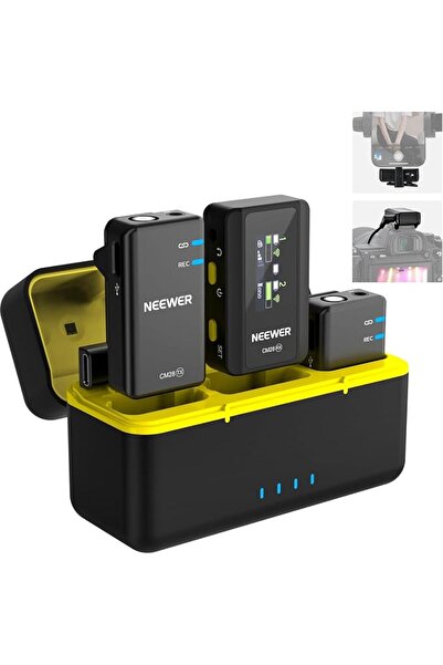 NEEWER CM28 Wireless Lavalier Microphone System with Charging Case Noise Canc...