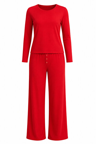 MJAMASS Fitilli Kırmızı Modal Pijama Takımı