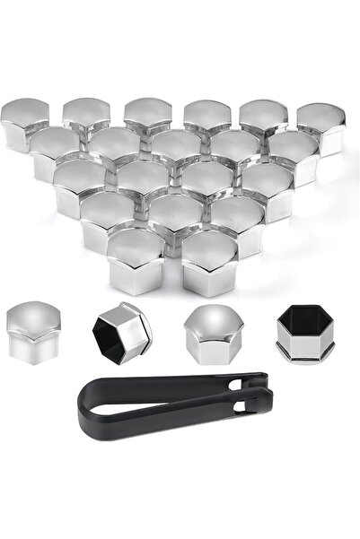 GENERAL Wheel Nut Cap,20 Pieces Universal Chrome Plastic Wheel Bolt Nut Cover...