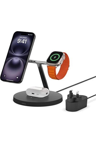 Belkin Limited محطة شحن لاسلكية بيلكن ماج سيف 3 في 1، شاحن لاسلكي سريع بقوة 1...