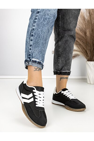 EMAS Sneakers dama negri din piele ecologica si material textil Avenza