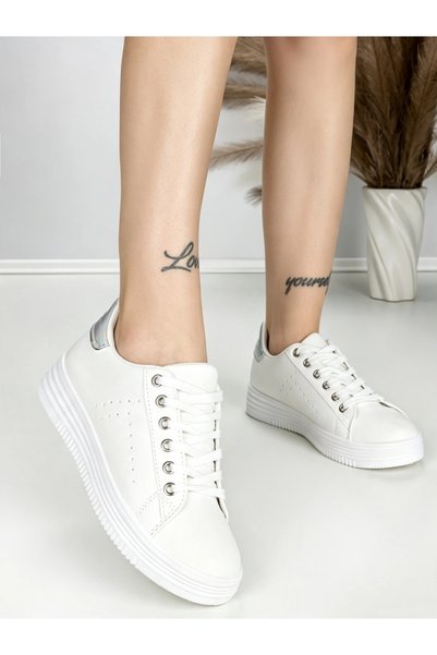 Abloom Women's white and silver sneakers made of ecological Leather Danziva