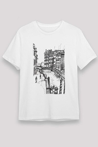 Darkhane Venice Canal White Unisex T-Shirt T-Shirt