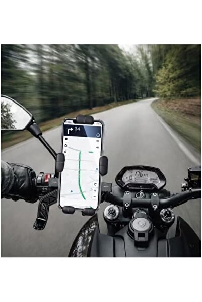 Generic Bike Phone Holder Model DX1281, 360° Rotation, ABS+TPU Compact & Portable, Silicone & Leather Grip, Universal Mount, Handlebar Compatible, Secure Clamp Design