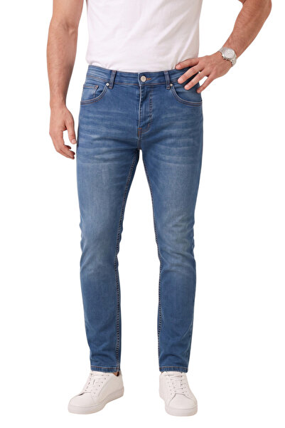 DeepSEA Men's Slim Fit Lycra Blue Jeans – Narrow Leg Slim Stretch Jeans 2608306
