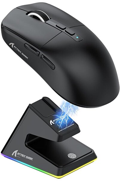 MAMBASNAKE ماوس الألعاب اللاسلكي Attack Shark X6، قاعدة شحن مغناطيسية RGB، خف...