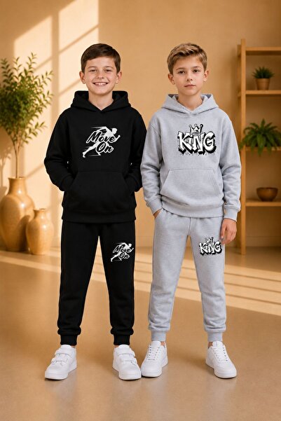 cm buseyiz Busekids Unisex Children's Multi-Colored Multi-Printed 2-Piece Hoo...