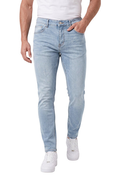 DeepSEA Erkek Slim Fit Dar Kesim Likralı Buz Mavisi Kot Pantolon – Dar Paça İ...