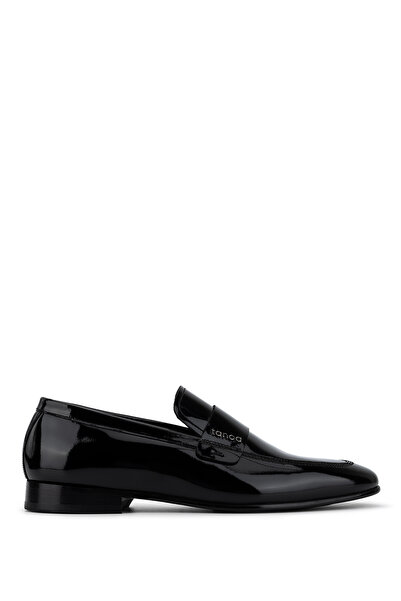 Tamer Tanca Men's Genuine Leather Black Patent Leather Classic Shoes