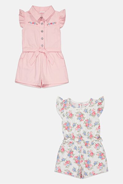 Little Lass Toddlers Girl 2 Pcs Floral Print Playsuit, Multicolor