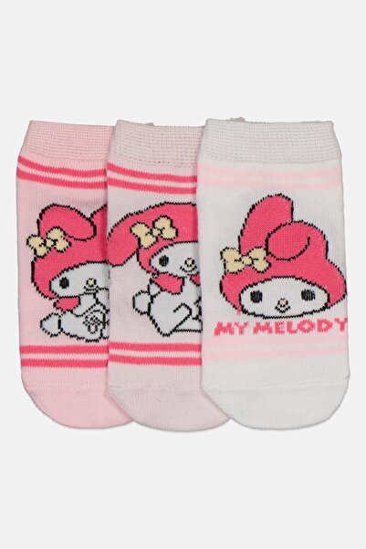 SANRIO Todlers Girl 3 Pairs My Melody Graphic Print Ankle Socks, Multicolor