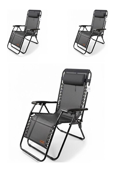 Kılıçaslan Camp Madfox 3'lü Easyrest Katlanır Şezlong Sandalye Gri