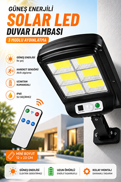 MATECHNO Mini Güneş Enerjili Solar LED Duvar Lambası Hareket Sensörlü Uzaktan...