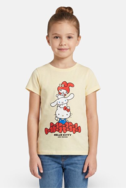 SANRIO Kids Girl Short Sleeve Hello Kitty And Friends Graphic Print Top, Yellow