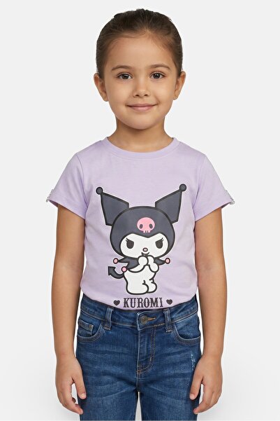 SANRIO Toddlers Girl Crew Neck Short Sleeve Kuromi T-Shirt, Purple