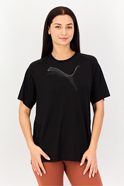 Puma Women Relaxed Fit Short Sleeve Training Top, Black
