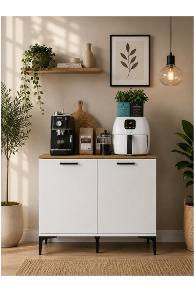 yılbay design KK054 Kahve Köşesi Çok Amaçlı Dolap 2 Kapaklı Kiler Mutfak Dola...