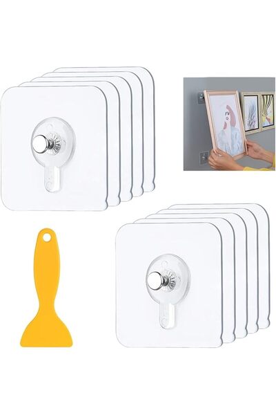 GENERAL 10PCS Adhesive Picture Hooks, Picture Hangers Without Nails, Transpar...