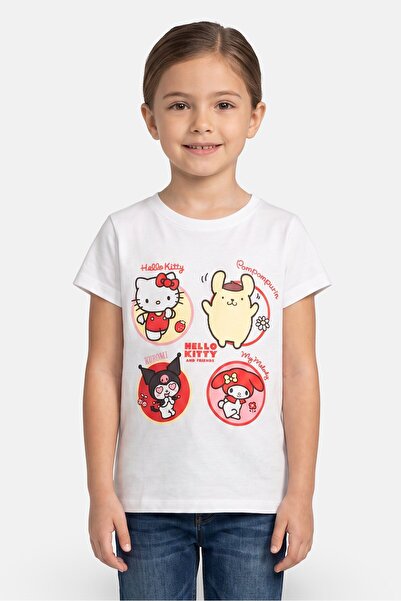 SANRIO x Hello Kitty Kids Girl Short Sleeve Graphic Print T-shirt, White