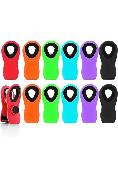 ALMEKAQUZ 12-Pack Heavy-Duty Magnetic Clips, Multi-Purpose, Scratch-Free Magn...
