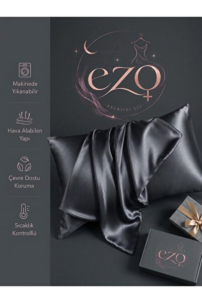 Hand's of ezo ipek yastık kılıfı özel antrasit