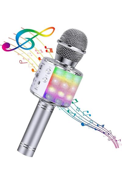 TERRIFI ميكروفون كاراوكي للأطفال والكبار، ميكروفون لاسلكي 4 في 1 مع أضواء LED...