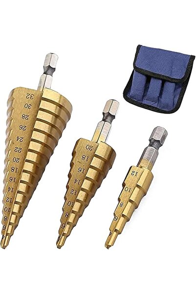 Aputue High Speed Steel Drill Bit Set, 4-12/20/32mm Titanium Coated Step Cone...