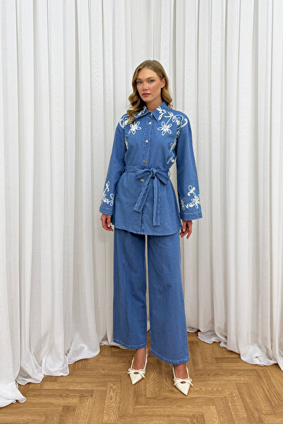 Melike Tatar Set din denim brodat 85-983