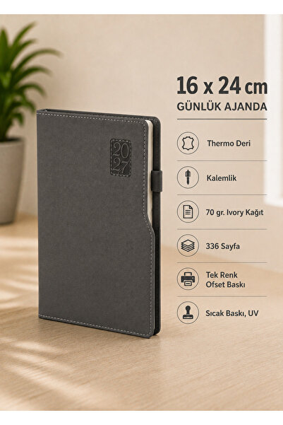 Mr.Notebook Kişiye Özel İsim Yazılı Füme 16x24 2027 Günlük Ajanda