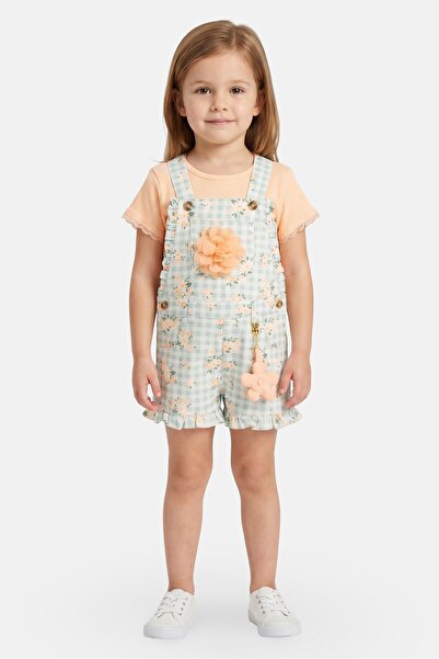 Little Lass Toddlers Girl 2 Pieces Floral Print Rompers And Top With Key Chai...