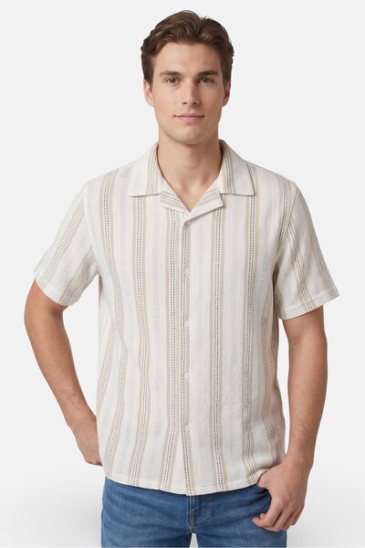Slate & Stone Men Regular Fit Stripe Short Sleeve Casual Shirt, Multicolor