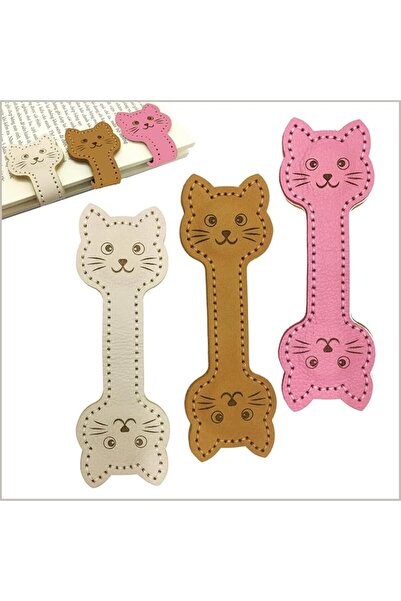 BIGTHREE Leather Magnetic Bookmarks, 3 Pack Convenient Book Marker, Cute Cat ...