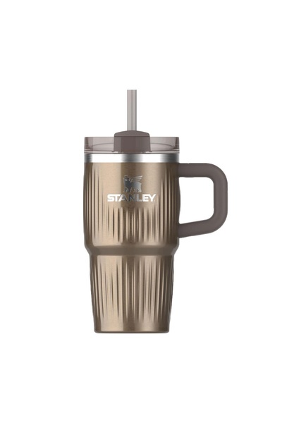 Stanley Quencher H2.O Fluted Tumbler Thermos Cup with Straw 0.60 L Pale Gold ...